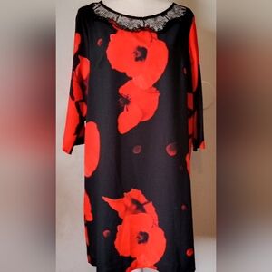 Mark Black and Red Big Flower Dress Women's Size XXL